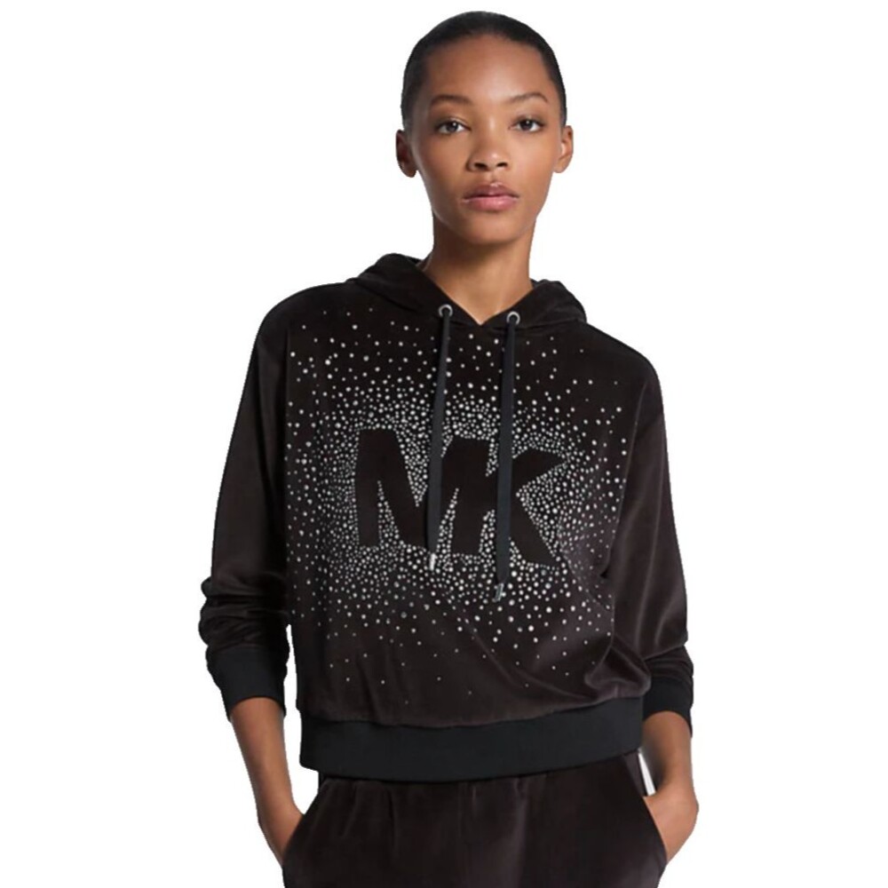 NWT Michael Kor Embellished Velour Hoodie sz XL- MSRP $195.00- JF551V0K1Y